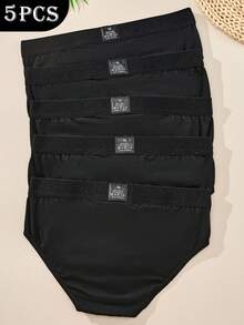 Bộ 5 quần lót lưng thun cotton màu đen in chữ thời trang thoải mái dành cho nam - màu đen - Xem 2