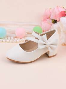 Sapatos de daminha de honra para casamento, festa, feriado, adequados para bebês, meninas pequenas e grandes, sapatilhas brancas clássicas, confortáveis e versáteis com laço, vestido formal, recital, balé, sapatos de princesa - Branco - Ver 10