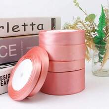 1 Roll Polyester Satin Ribbon, Suitable For Gift Boxes, Candy Boxes, Cake Boxes, Flower Decorations, DIY Rose Materials, Wedding And Party Decorations. (Machine Dyed, Slight Color Difference) - Dusty Pink - View 7