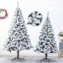 1pc Flocked Snowflake Christmas Tree, Artificial Hinged Christmas Tree With Metal Stand And Hinged Branches, Suitable For Home, Office, Party Decoration, Indoor Christmas Decor | Comfortable Holiday Design | Fluffy Branch Texture, Christmas Tree Ornament Christmas Decorations Home Christmas Gifts Christmas Decor - Multicolor - View 8