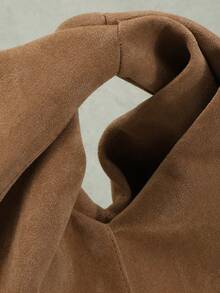 1 件雕塑感包款秋冬新款复古美拉德棕色天鹅绒质感 PU 皮革手提包，简约风格女士托特包，适合搭配风衣通勤 - 卡其色 - 查看 7