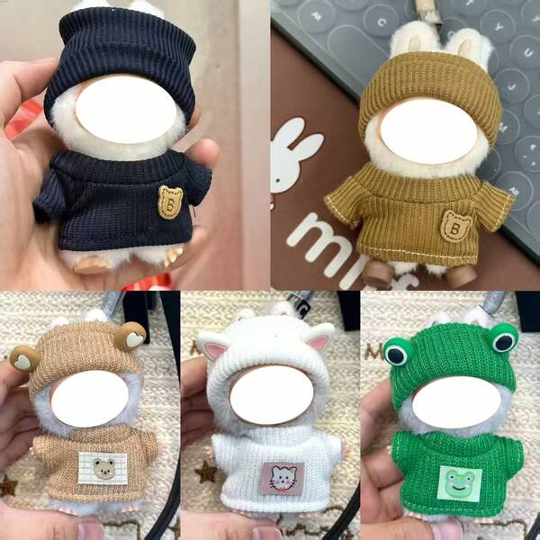 4.0 Mini Version ForLABUBU Knitted Sweater And Hat Set, 4th Generation ForLABUBU (Clothes Only, Excluding Doll And Shoes)