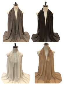 4pcs/set Solid Chiffon Sunscreen Scarf, Perfect For Daily, Travel, Street Snap Outfits Matching - Multicolor - View 5