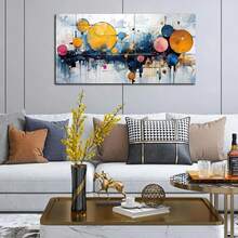 1 peça impressão em tela estilo aquarela azul e amarela - pinturas abstratas modernas em pôster - arte decorativa para sala de estar, quarto, banheiro, café, adequada para as estações de verão e inverno, sem moldura, 50 x 100 cm/19,68 x 39,37 polegadas - Multicolorido - Ver 5