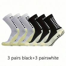 4 Pairs Men's Soccer Socks Anti Slip Non Slip Grip Pads For Football Basketball Sports Grip Socks,