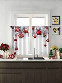 2pcs Christmas Multicolor Curtains, Modern Stylish Home Decor Rod Pocket Curtains, Suitable For Christmas, Everyday Use