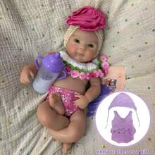 Bettie Doll head 1-4 1 件 13 英寸 Bettie 实体硅胶重生女孩，嘴巴张开，手工彩绘皮肤，栩栩如生，真实新生女孩娃娃，配有 2 套衣服
