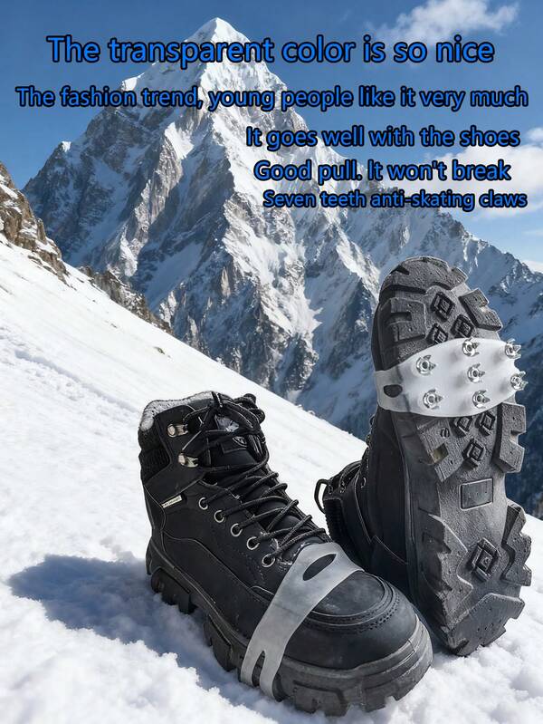 1 Paar Steigeisen: Für Schneewanderungen, leicht an- und ausziehbare Steigeisen-Spikes mit rutschfestem und starkem Schneegriff. 7-Stahl-Spitzen Steigeisen passen zu Schuhen/Stiefeln, ideal für Wandern, Winterwanderungen, Bergsteigen und Eis-/Schnee-Angeln (verbessert die Traktion)