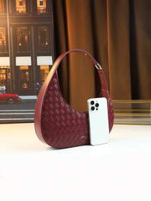 حقيبة كتف وحقيبة متقاطعة هلالية منسوجة عادية، حقيبة كتف إبداعية عصرية للنساء