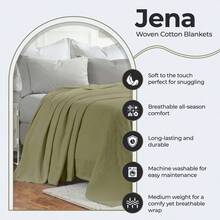 Jena Cotton Textured  Woven Blanket, Throw, Sage