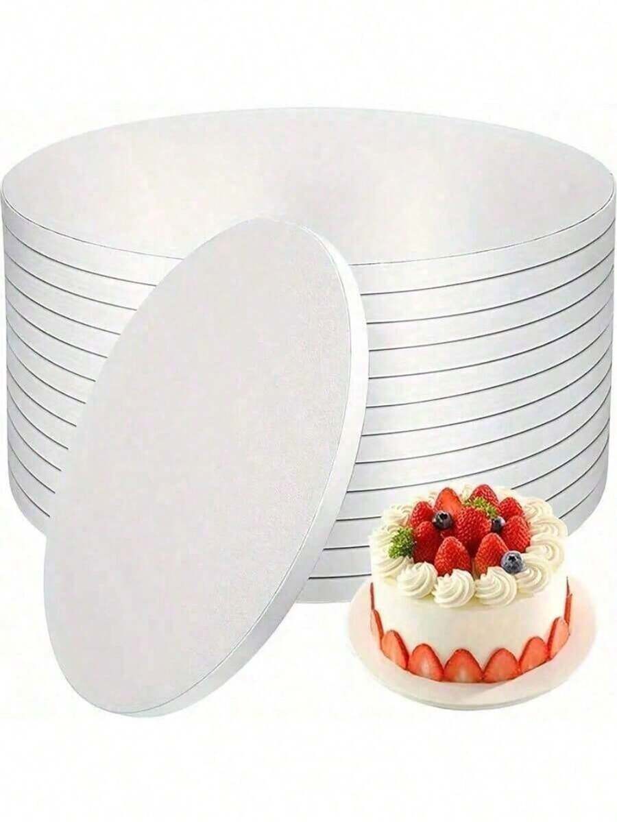 8/10/12 pulgadas Placa redonda blanca para pastel, base de pastel gruesa y resistente, plataforma para pastel, ideal para hornear pasteles y repostería casera, accesorios de cocina para hornear, decoraciones de pastel adecuadas para cumpleaños, fiestas, Halloween, Navidad, San Valentín, bodas, vuelta al colegio
