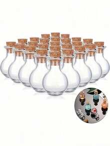 6/10pcs Small Glass Container With Rubber Stopper, Mini DIY Glass Bottle Exquisite Cork Drift Wishes Cute Jar Small Bottle For Wedding Gifts Or Decorating Your Home, Office Or Office, And Can Be Used For DIY Creation, Wishing Bottle, Decoration Of Small Items And Storage Of Tea And Coffee Beans