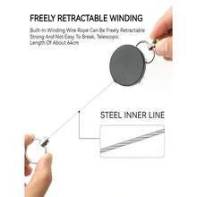 Recoil Buckle Keyring Holder - Resilience Steel Wire Rope Retractable Spring Key Ring Anti-Lost Outdoor Accessory Gifts For Women