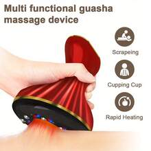 HUZYI 1pc Electric Smart Cupping Machine Back Massager Full Body Massage Instrument Gua Sha Tool With 9 Level Heating & Strength USB Type-C Charging 1200mAh Lithium Battery