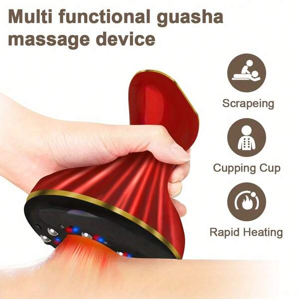 HUZYI 1pc Electric Smart Cupping Machine Back Massager Full Body Massage Instrument Gua Sha Tool With 9 Level Heating & Strength USB Type-C Charging 1200mAh Lithium Battery