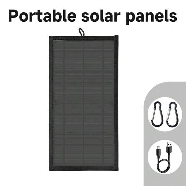 ZGZXSEXHZ 10W Solar Charger Panel, 1pc Outdoor Portable Design, High-Efficiency Monocrystalline Solar Panel, Charges Devices Under Direct Sunlight, Suitable For Phones, Power Banks, Cameras, Car Fans & More, Essential For Camping, Fishing, Hiking, Road Trips, Lightweight & Easy To Carry, Hanging Hook Design For Convenient Placement, Multi-Scenario Practical