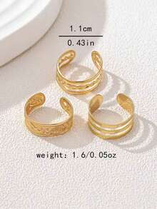 3pcs/Set Metal Geometric Line Toe Rings, Summer Beach Jewelry For Women