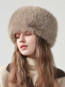 1 件秋冬毛绒渔夫帽，日式保暖防风大围针织帽，厚平顶护耳 - A - 查看 10