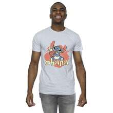 Disney Mens Lilo And Stitch Ohana Pineapple T-Shirt (Sports Grey) - 100% Cotton - 153gsm - (BI33395)
