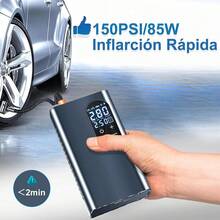 Compresor de Aire Portátil para Auto,Inflador de Llantas Eléctrica, 150 PSI Bomba de Aire Inalámbrica con LED Inteligente para Inflar y Presurizar Bicicletas, Autos, Motos y Balones - 2 en 1 - Ver 6