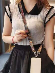 时尚花卉手机挂绳，波西米亚风手机带，可调节斜挎手机挂绳 - 彩色 - 查看 2