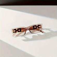 Women's  Wide-Brim Durable PC Frames, Anti-Glare Lenses, Featuring A Sporty Street Style Suitable For Daily Commuting Accessories. - 透明黃褐色 - 查看 3