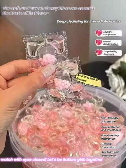 100 粒五合一洗衣粉、液体胶囊 - 持久留香、抗菌、除尘螨、去污、衣物柔顺剂、洗衣液