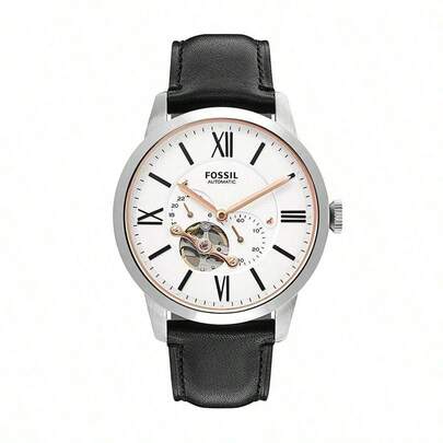FOSSIL Townsman White Dial Black Leather Men's Watch