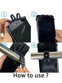 2pcs-About 12.5cm*6.5cm-Pram Phone Holder | Silicone Stroller Phone Holder | Stroller, Shopping Cart Or Handlebar Phone Holder | Stroller Phone Holder Holder, Swivel Silicone Stroller Bicycle Phone Holder Electric Car Motorcycle Cycling Navigation Bracket Riding Fixed (Black) - Black - View 3