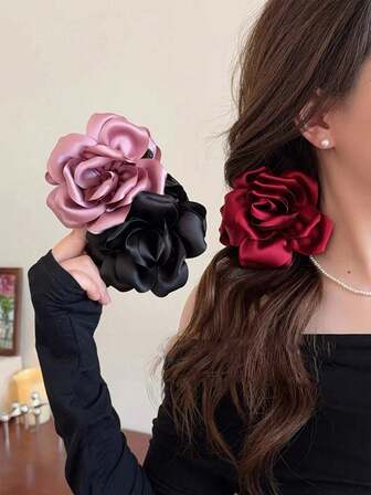 1 件复古玫瑰花发夹，适合日常佩戴发饰秋季发夹秋季装饰配饰女士冬季度假装女士