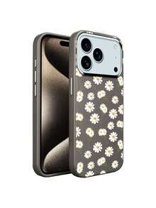 Funda de cuero para iPhone 17 Pro Max 17 Air con protección de pantalla completa, diseño de margaritas, minimalista, material de PU premium. - Gris Claro - Ver 15