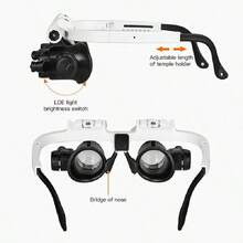 2pcs LED Lighted Headband Magnifier - 2 Detachable Lenses (8X-15X-23X) - For Reading, Jewelry Making And Precision Work