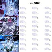 30 Packs Of Fairy Light String Lights 6, 5 Feet 20 LED Waterproof Christmas Lights, Silvery Wire Fireflies, Star And Moon Lights, Bedroom DIY, Party, Wedding, Christmas, Birthday, Garden DIY Decoration, Indoor String Lights, Valentine'S Day, Angel Theme, Plastic Material, Button Control, Non-Rechargeable Battery, Switch Control, Diameter <20mm, Battery Powered, For Bedroom, Party, Wedding, Christmas, Birthday, Garden DIY Decoration, Indoor - 暖白光 - 查看 11