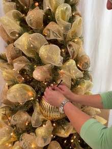 1 Rotolo 10 Metri (26cm) Nastro Decorativo Natalizio, Fiocco Fai-da-Te per Ghirlanda, Confezione Regalo, Sfondo per Festa, Decorazione Albero di Natale, Decorazione Casa per Vacanze Invernali, Natale 2025, Regalo di Natale, Bomboniera, Decorazione Ognissanti 2026 Capodanno - Champagne - Visualizzare 10