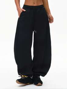 WAKYME Pantaloni jogger casual da donna con coulisse e tasche, tinta unita, stile minimalista, adatti per leggings autunno/inverno