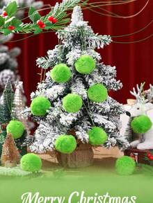 12 Stücke limegrüne flauschige Weihnachtskugel Dekorationen, grüne Weihnachtsbaum Hängedekoration, weiche Kunstfell Plüsch Kugel Dekorationen für Zuhause, Party Zubehör, Kaminsims, Wanddekoration, Weihnachtskranz für Innenraum, Kamin, Zuhause, Büro Dekoration, Weihnachtsschmuck, Weihnachtshänger