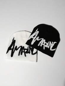 1 件/2 件 Y2K 图案无檐便帽，男女通用哥特式针织保暖休闲便帽，适合冬季户外，腈纶混纺，四季皆宜