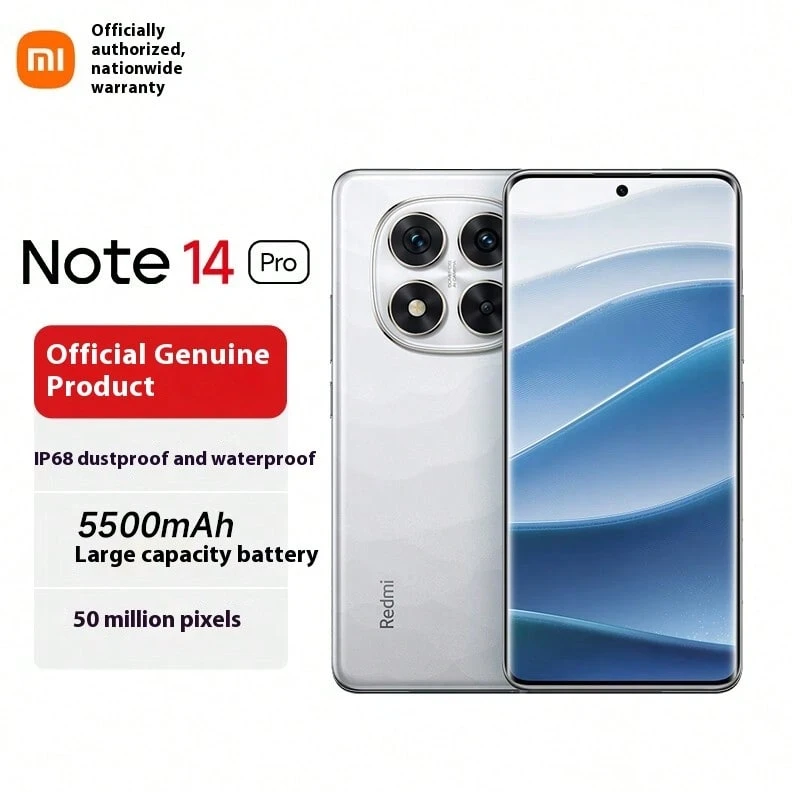 Xiaomi Redmi Note 14 Pro 5G Smartphone, Spiegel Keramik Weiß/Mitternachtsschwarz/Dämmerungslila/Phantomblau, 12GB+256GB, USB Typ-C