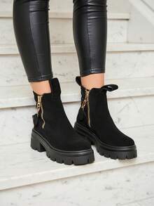 Royalfashion Suede Women's Boots In Black Refaset