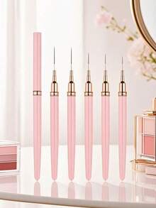 Affordable Cheap 5Pcs Pink Superfine Nail Art Brush Set |   French/Stripe/UV Gel Liner – For Nail Salons, Back To School