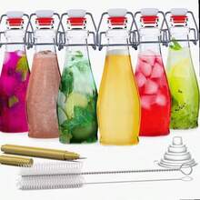 5/3/2/1pc/2oz Oscillating Top Glass Juice Bottle Set - Mini Glass Bottles With Oscillating Top LIDS, Suitable For Homemade Beverages, Extracts, Candies, Handicrafts And Party Decorations, Reusable Filling, Travel Accessories