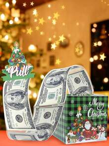 1 set de boîte-cadeau de Noël à grille verte avec extraction de pièces, boîte à monnaie avec extraction du Père Noël, design de bonhomme de neige et sapin de Noël, boîte à surprise en papier, boîte-cadeau de Noël pour l'argent, boîte à pièces en papier, décoration de Noël joyeux, décoration de Noël, décoration de Noël, cadeau de Noël, décoration de Noël, décoration de Noël - Multicolore - Voir 9