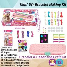 1 set kit de confecționare brățări fete, set de țesut manual DIY, set de autocolante cu perle, război de țesut brățări în formă de inimă, război de țesut brățări cu diamante, arte și meșteșuguri, meșteșuguri pentru confecționarea brățărilor cu mărgele, autocolante cu diamante și cristale, brățară DIY cu mărgele, meșteșuguri pentru fete, instrumente de țesut, cadou pentru fete cu vârsta cuprinsă între 6 și 12 ani, cadou de Crăciun/zi de naștere/Halloween, potrivit pentru fete peste 6 ani