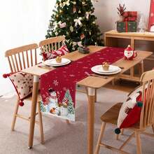 Schneemann Weihnachts-Rot Tischdecke, quadratisch, runde Tischsets, Tannen und Schneeflocken, Winter Feiertags Küchen- und Esszimmer Tischdekoration, geeignet für Innen- und Außenbereich Haus-Party Dekoration, in verschiedenen Größen erhältlich - Verschiedenfarbig - Übersicht 7