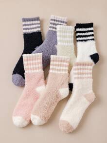 1 par de calcetines de felpa de coral para mujeres, calcetines gruesos y cálidos para el hogar, posparto, dormir, anti-frío, adecuados para otoño/invierno