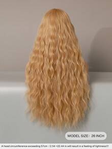 PIAOYUN 万圣节服装假发与长波浪卷发金发女士假发自然分叉合成假发日常使用耐热派对假发 - 金色 - 查看 3