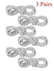 6 Pcs Rhinestone Shoelaces Glitter Bling Shoe Laces For Sneakers Shiny Shoelaces Round Shoe Strings For Canvas Shoes, Sweatpants, Clothing, Bags Rope Chain DIY Crafting 140 Cm/55.12" Drawstring Replacement Accessories