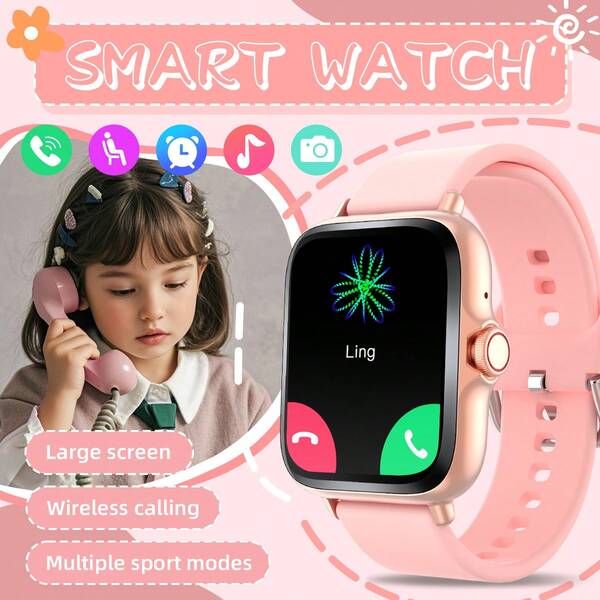 Neue Smartwatch für Kinder, Anrufe beantworten, Nachrichten, Schrittzähler Sport Datum Alarm, Wettervorhersage individuell einstellbares Zifferblatt, Weihnachtsgeschenke für Kinder.