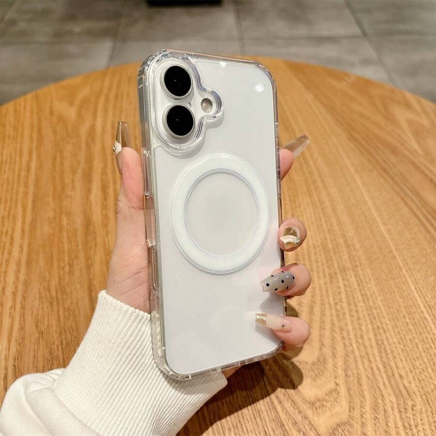 1pc Transparent Acrylic Minimalist Magnetic Phone Case Compatible With Iphone 17 Pro Max, 17 Pro, Air, 16 Pro Max, 15 Plus, 14, 13, 12/13 Mini, 11