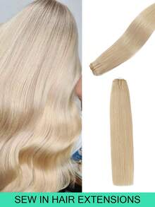 Extensões de cabelo costuradas, pacotes de cabelo humano real, extensões de cabelo com trama genial, trama colorida destacada, extensões de trama dupla amarradas à mão para mulheres